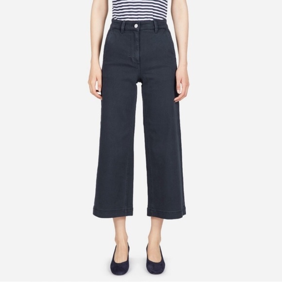 SOLD Everlane Wide Leg Crop Pant in Navy - Picture 5 of 8